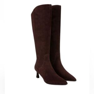 Naturalizer Dark Brown Suede Women's Deesha Normal CaIf Knee High Heel Boots